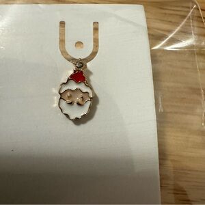 Santa Face Enamel Pendant Earrings - Red and White